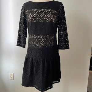 Ann Taylor mid sleeve black lace dress